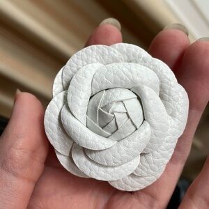 White flower pin brooch clip